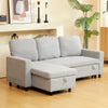 3-Seater L-Shaped Sofa Bed with Storage Pull-Out Convertible Chaise Grey