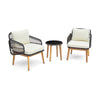 3 Piece Patio Chair Set Outdoor Rattan Bistro Set with Removable Cushion