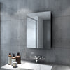 LED Bathroom Mirror Black Cabinet with Shaver Socket 500x700 Single Door Button