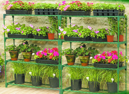 2x Greenhouse 4 Tiers Staging Shed Garage Storage Steel Shelving Shelves Racking