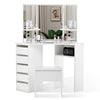 Dressing Table Corner White with 5 Drawer 3 Mirror Stool Makeup Dresser Set