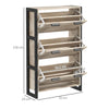 Narrow Shoe Cabinet 3 Drawers 18 Pairs Slim Shoe Storage Cupboard 3 Flip Doors