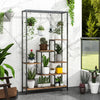 6-Tier Tall Plant Stand Display Rack Metal Plant Shelf w/10 Hanging Hooks Brown