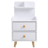 Compact Bookshelf Bedside Cabinet 2 Drawers Side Table Storage Shelf Night Stand