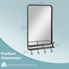 Wall-mounted Bathroom Mirror Rectangle Vanity Mirror with Storage Shelf & Hooks