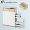 Movable Bathroom Storage Cabinet Narrow Toilet Paper Holder Side Cabinet White
