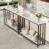 2 Tiers Marble Console Table Narrow Entryway Porch Side Table Partition Cabinet