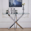 Clear Glass Top Breakfast Coffee Dining Table with Chrome Legs Kitchen Furniture