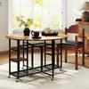 3-Piece Folding Dining Table Set Space-saving Console Table-Brown