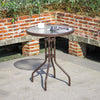 60cm Garden Brown Round Glass Top Table Indoor Balcony Patio Cafe Dining Table