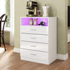 Bedroom White Chest of 4 Drawers High Gloss Bedside Cabinet with RGB LED Lights