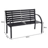 Metal Garden Bench Slatted 2 Seater Yard Patio Park Chair Seat Outdoor Furniture