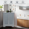 Corner Storage Cabinet with Double Shutter Doors-Grey