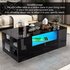 LED Coffee Table Wooden 2 Drawer Storage High Gloss Modern Living Room Furniture