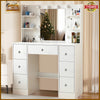 Modern Dressing Table Dimmable LED Mirror Makeup Desk with Drawers Vanity Table