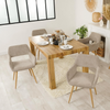 Set of 2 Beige Fabric Dining Chairs with Arms Modern Upholstered Kitchen Chairs