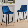 Bar Stools Blue Kitchen Counter Chairs Set of 2 Velvet-Touch Dining Chairs