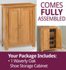 Shoe Storage Cabinet, 2-Door Large Wooden Cupboard Organiser, Wide Oak Rack