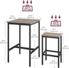 3 PCS Modern Breakfast Bar Dining Table and 2 Stools Set Metal Frame