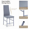 Black Tempered Glass Dining Table&4pcs Grey Faux Leather Footrest Dining Chairs