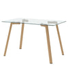 Rectangular Dinner Table Kitchen Dining Room Table Glass Top + Wood Effect Legs