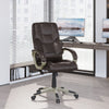 Executive Computer Office Desk Chair High Back Faux Leather Swivel Chair Brown