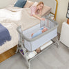 Baby Bedside Crib Folding Sleeper Bassinet Cot Bed Portable 7 Adjustable Heights