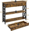 Industrial Console Table with Drawer Metal Frame, Vintage Sofa Table with 2 Open