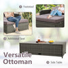 2-in-1 Garden Rattan Sofa Table Set Patio Wicker Daybed w/Adjustable Backrest