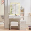 Dressing Table w/ LED Mirror and Drawers Shelves Vanity Make up Desk for Bedroom