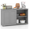 GYMAX Freestanding Kitchen Storage Cabinet Floor Storage Cabinet Sliding Door