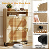Freestanding Shoe Organizer Shoe Cabinet w/2 Flip Drawers-Natural