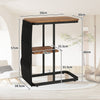 Small Sofa Side Table LED Light Coffee End Table Round Living Room with Storage