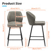2 Pcs Grey PU Bar Stools Restaurant Bar Stools Soft Padded Seat Back Metal Legs