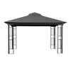 4x3m Gazebo Garden Pergola Canopy Pavilion w Curtain Netting Sidewalls Dark Grey