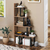 L-Shaped 5-Tier Corner Bookshelf, Retro Brown Ladder Shelf, 120cm Tal