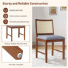 Rattan Dining Chair Set of 2 Wooden Upholstered Kitchen Chairs-Brown