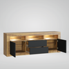 TV Unit 160cm I Sideboard Cabinet I TV Stand I Black Matt Doors I Free LED