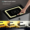 LED Bedside Table 3 Drawers Wireless Charging Side Cabinet Black Nightstand Xozt