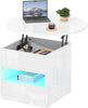 Round Lift Top Coffee Table with Storage Sofa Side Tables for Living Room White