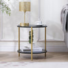 Marble Effect 2-Tier End Table Sofa Side Tables for Living Room Bedside Table