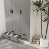 Wardrobe 180cm Tall Hanging Rail Shelf Storage Drawers White Grey Wood Unit Home