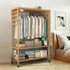 Bamboo Clothes Rail Garment Coat Rack Stand with 3 Tier Storage Shelf Entryway