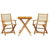 3 Piece Bistro Set Beige Polypropylene and Solid Wood S7H5