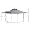 3 x 3(m) Pop Up Gazebo, Instant Shelter with Extend Dual Awning, Grey