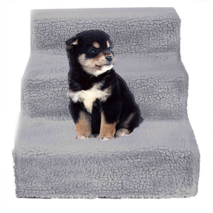 3 Step Dog Steps Pet Stairs Cat Ladder for Bed for Small Cats & Dogs Grey