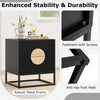 End Table Fluted Nightstand with 2 Drawers-Black
