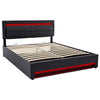 UPHOLSTERED OTTOMAN BED 5FT KING SIZE LED HYDRAULIC BED FRAME WITH STORAGE BLACK