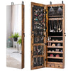 Wall-mounted Jewelry Storage Cabinet Door Hanging Jewelry Armoire w/ Full Mirror