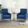 Armchair Blue Linen Fabric Tufted Back Metal Legs Upholstered Accent Chair